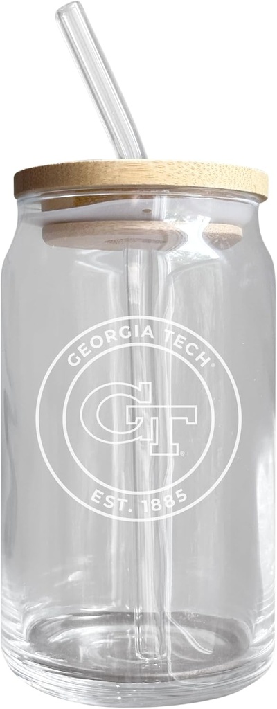 R and R Imports Georgia Tech Yellow Jackets NCAA 12 oz Engraved Can Glass Single
