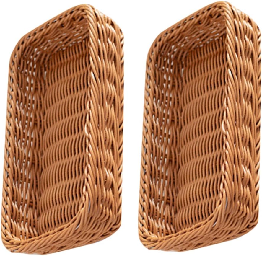 BESPORTBLE 2pcs Imitation Rattan Cutlery Holder Versatile Kitchen Utensil Storage Basket Organizer for Cutlery Spice Jars and Chopsticks Easy to Clean and Maintain for Home and Parties