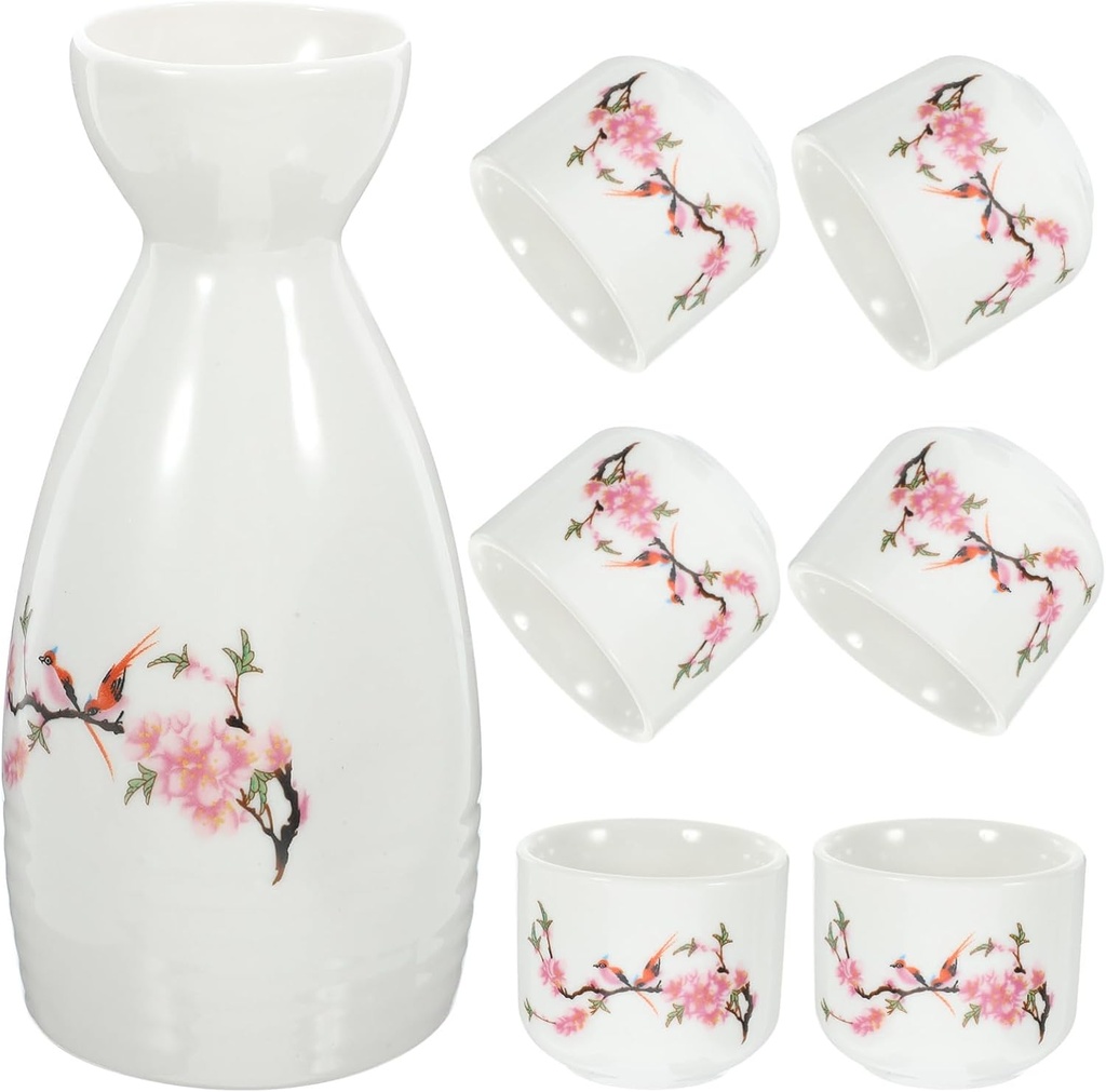 Unomor 1set Traditional Sake Pot Japanese Ceramic Cups Elegant Kettle for Sake and Spirits for Entertaining and Special Occasions