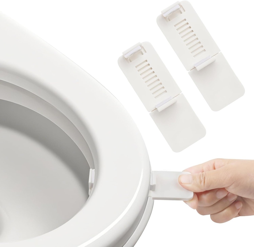 Toilet Seat Handle Lifter – No Touch Toilet Lid Lifter Clip, Easy-Lift Toilet Seat Opener, Hygienic Plastic Toilet Tab for Bathroom, Kids, Adults – 2-Pack White