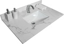 31 Inch Bathroom Vanity Top Stone, Carrara White Engineered Marble Stone Vanity Sink Top with Undermount Ceramic Sink and Back Splash with Single Hole for Bathrom Cabinet (31"x22"(Single Hole))