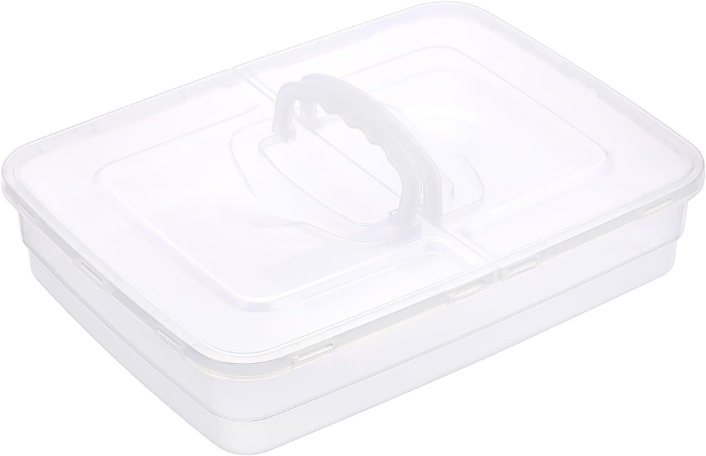 BSTKEY Pizza Dough Proofing Box, 14 x 10.3Inch Large Capacity Container, Fits 4-6 Dough Balls, Household Tray With Carry Handle