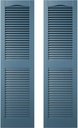 Builders Edge 12 in. W x 64 in. H Builders Edge, Standard Cathedral Top Center Mullion, Open Louver Shutters, Includes Matching Installation Spikes (Per Pair), 036 - Classic Blue