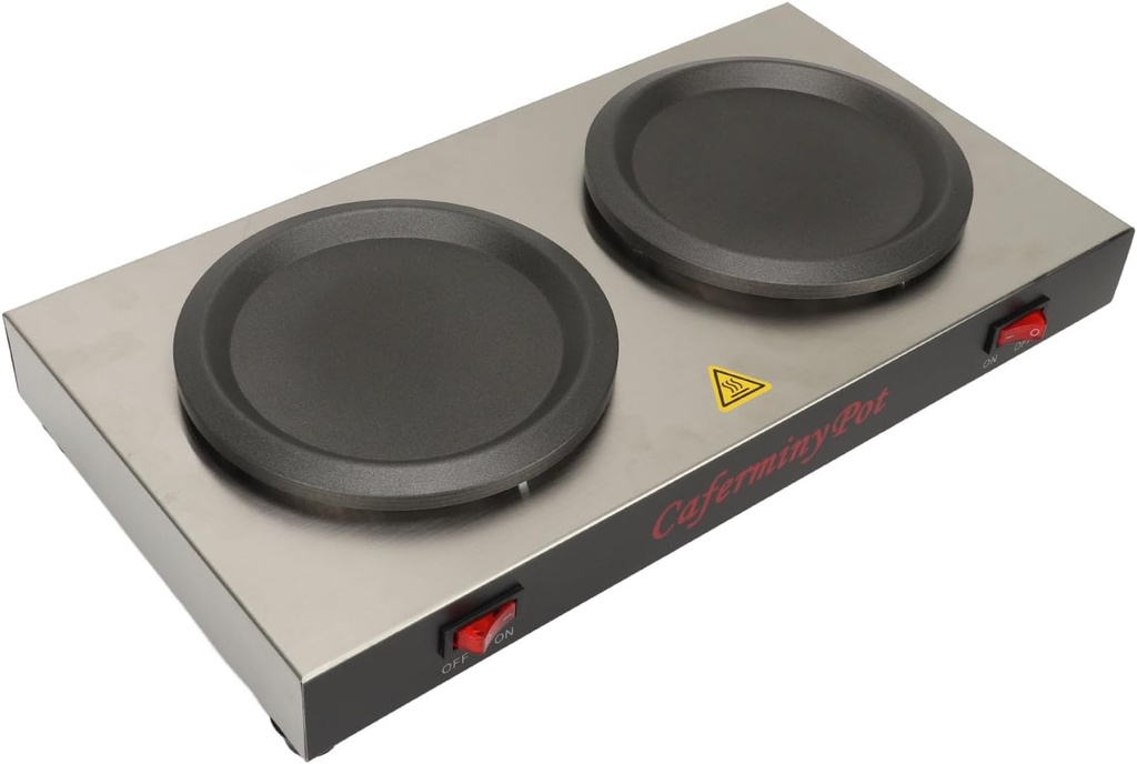 Electric Coffee Warmer Double Coffee Warmer, Commercial Hot Plate Coffee Pot Warmer, Stainless Steel Portable Standard Decanter Warmer for Cafe Break Room Heating Diameter 4.3in