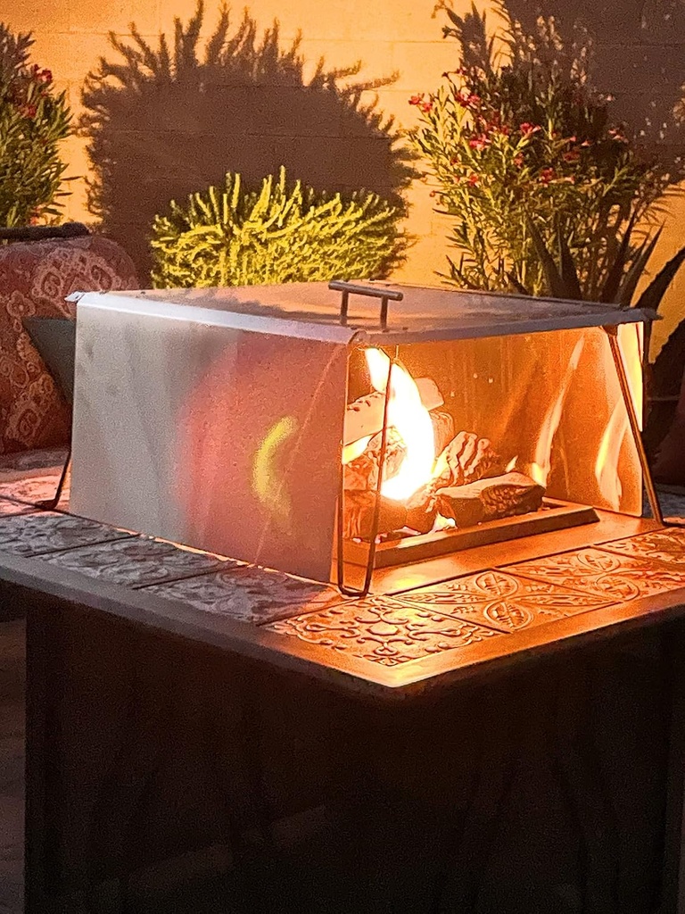 Premium Heat Deflector System with 3 Stainless Steel Sides Turns Your FIRE Pit INTO a Warm and Cozy Outdoor Fireplace!