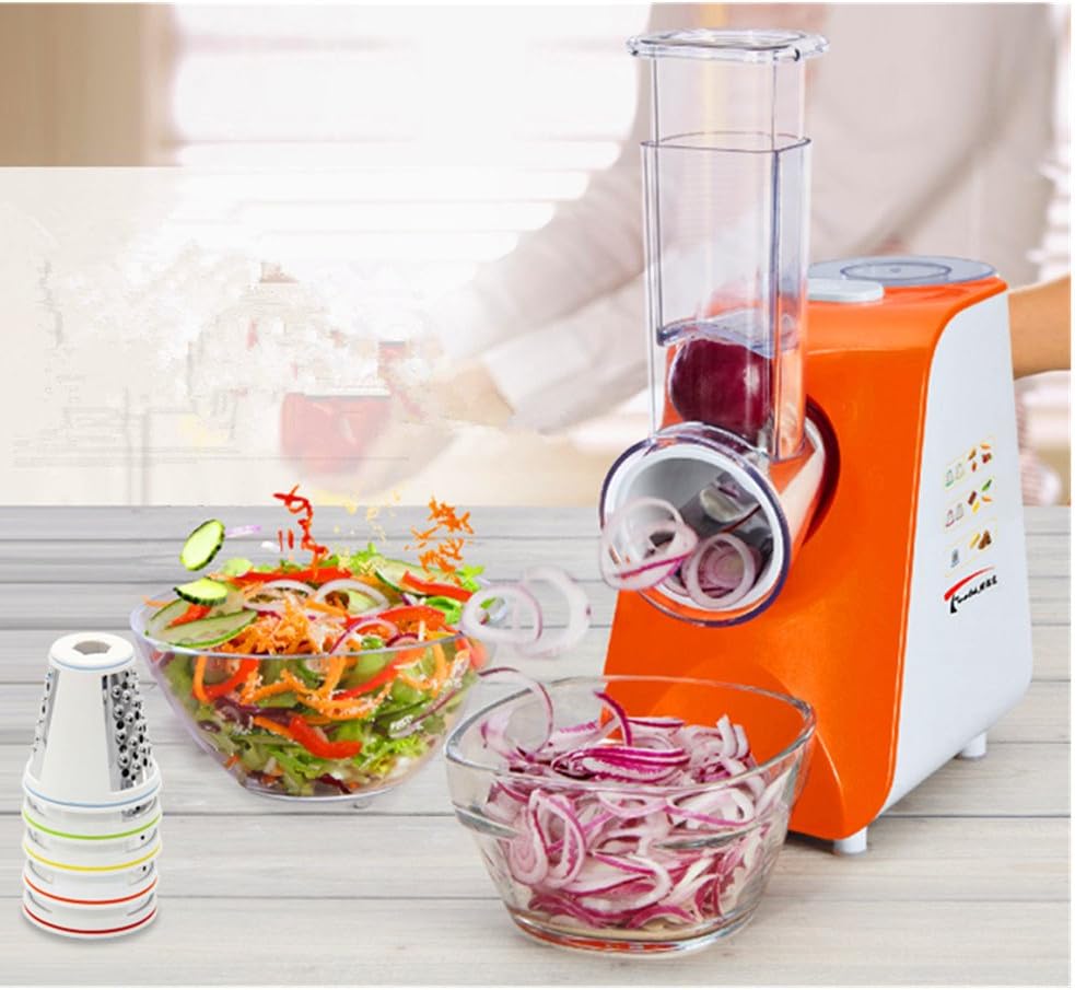 ELEOPTION Multifunctional Saladmaster Food Processor Vegetable Cutter Wiith 5PCS Cutters For Kitchen Vegetable Slicer Fruit Salad Onion Electric Shredder Chopper Cutter