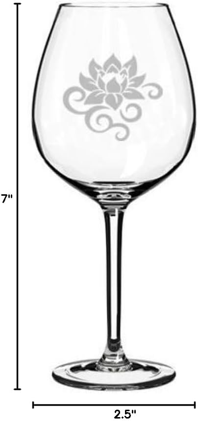 Wine Glass Goblet Lotus Flower Scroll (20 oz Jumbo)