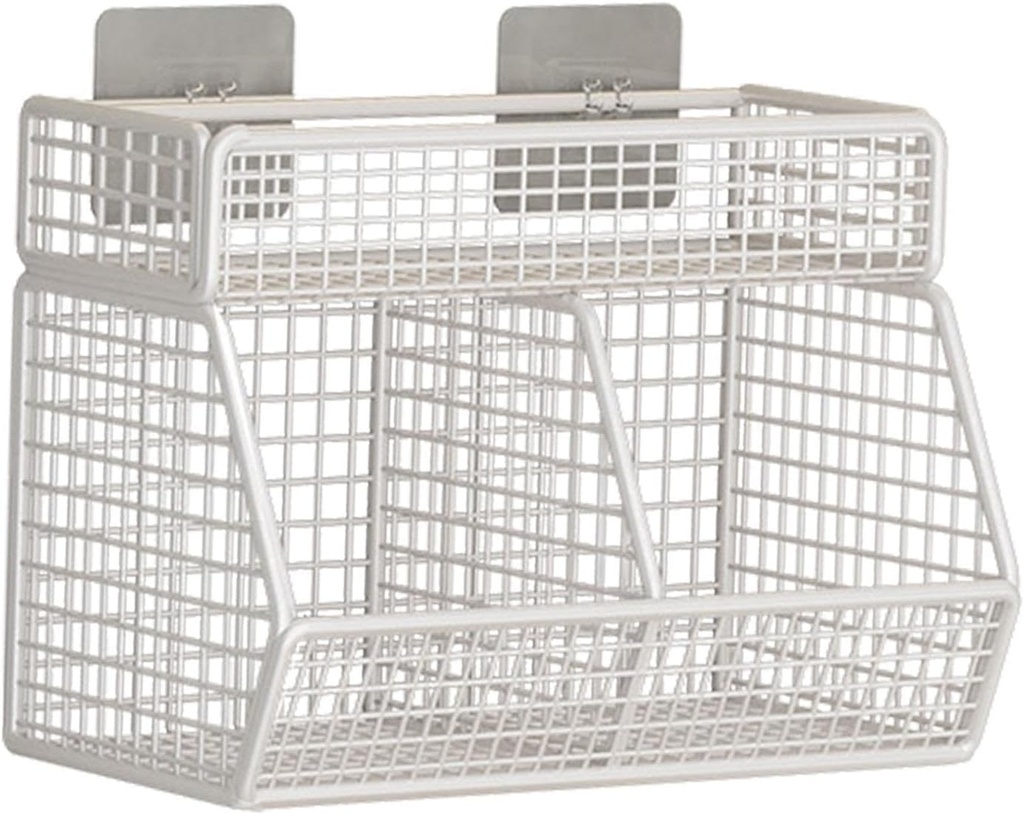 Multifunctional Metal Wire Hanging Basket Wall Organizers Accessory For Kitchen And Living Room With 3 Storage Grids