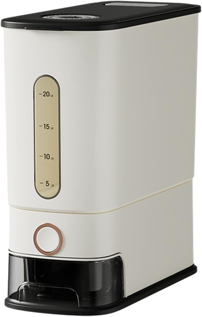 Rice Storage Container 25 lbs - Rices Dispenser Countertop, Airtight Moistureproof with Lid Grain Bucket for Kitchen Rice Soybean Cereal