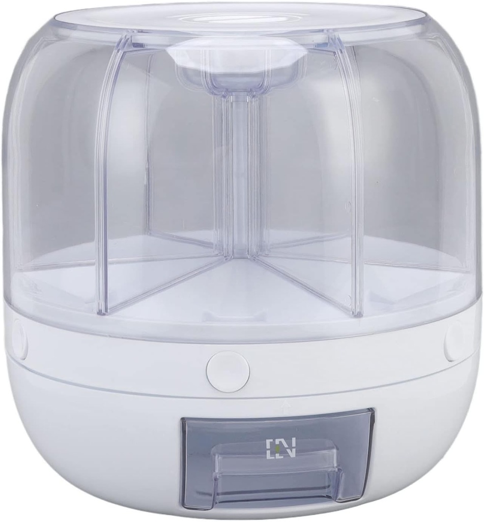 Rice and Grain Storage Container 360° Rotating Food Dispenser 6 Grids Measuring Cylinder PP for Home Kitchen (Transparent #11)