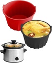 Slow Cooker Liners,2pcs Reusable Slow Cooker Accessories,Silicone Slow Cooker Liner for 5-6 Quart Round or Oval Slow Cooker, Leakproof Food Safe Dishwasher Safe (Black+Red)