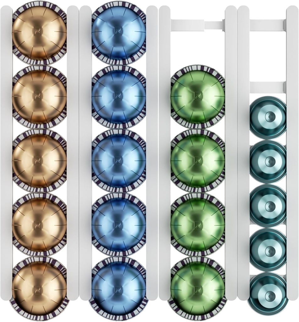 Stretchable Coffee Pod Holder,Adhesive and Magnetic Espresso Pod Holder, Holds 20 Pods -Wall Mounte Vertically or Horizontally Wall or Cabinet Mounted Coffee Capsule Rack