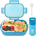 Bento Boxes with Removable Compartments for Adults & Kids,1000ml Lunch Box with Spoon & Water Cup,BPA-Free,Microwave & Dishwasher Safe(Blue)