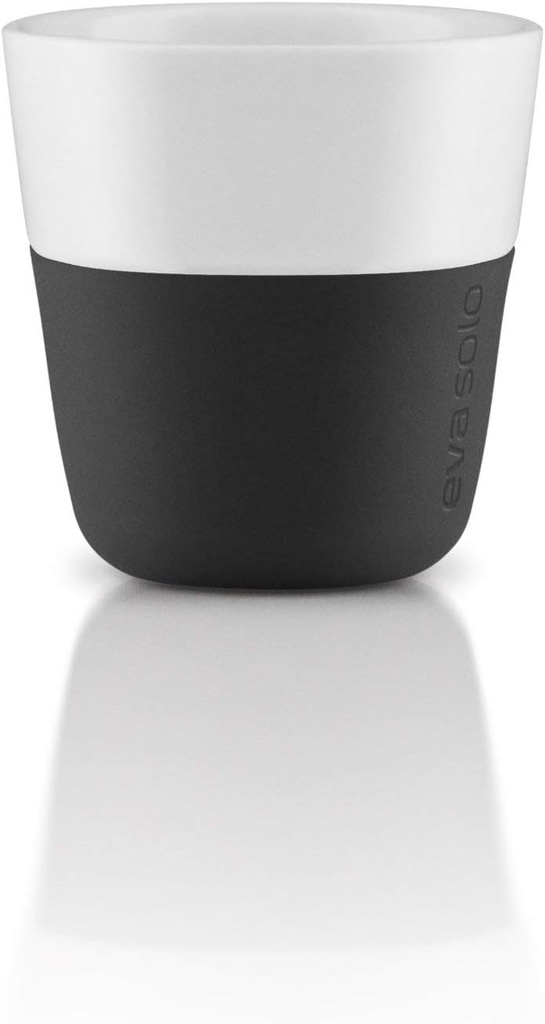 Eva Solo | 2 Espresso Tumbler Mugs | 3 oz Porcelain Coffee Cup Tumblers with Silicone-coated Grip | Danish Design, Functionality & Quality | Black