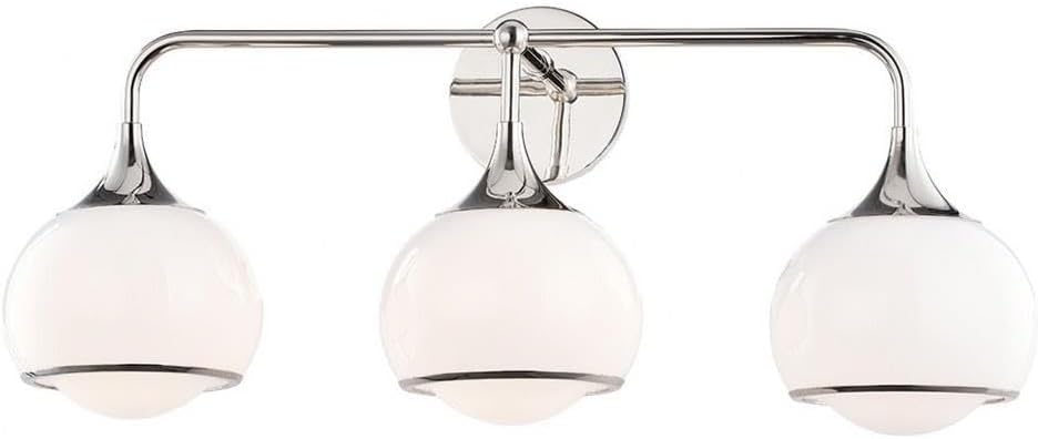 MITZI HUDSON VALLEY LIGHTING H281303-PN Reese Wall/Sconces, 3-light, 60W, Polished Nickel Finish, Shiny Opal White Glass (26.75''W x 11.25''H)