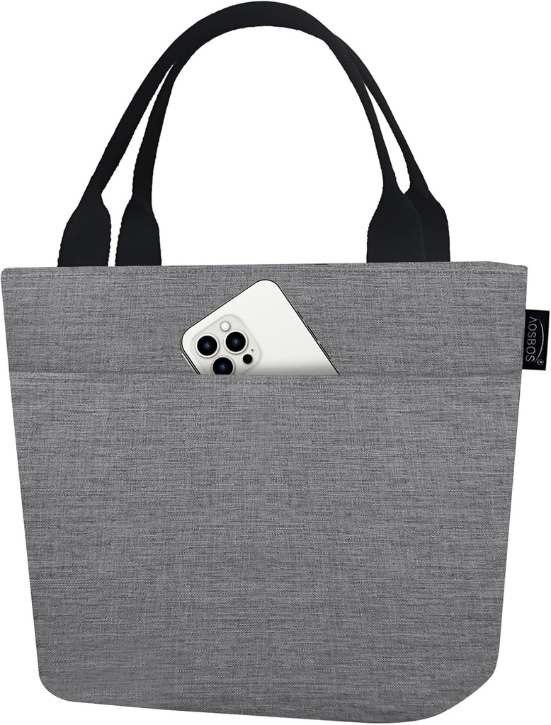 Aosbos Lunch Box for Women Lunch Bags for Adult Lunch Tote Bag Soft Cooler Bag Insulated Lunchbag Lunch Pail Lunch Kit Travel Tote Meal Prep Bento Bag Loncheras Para Mujer, Grey