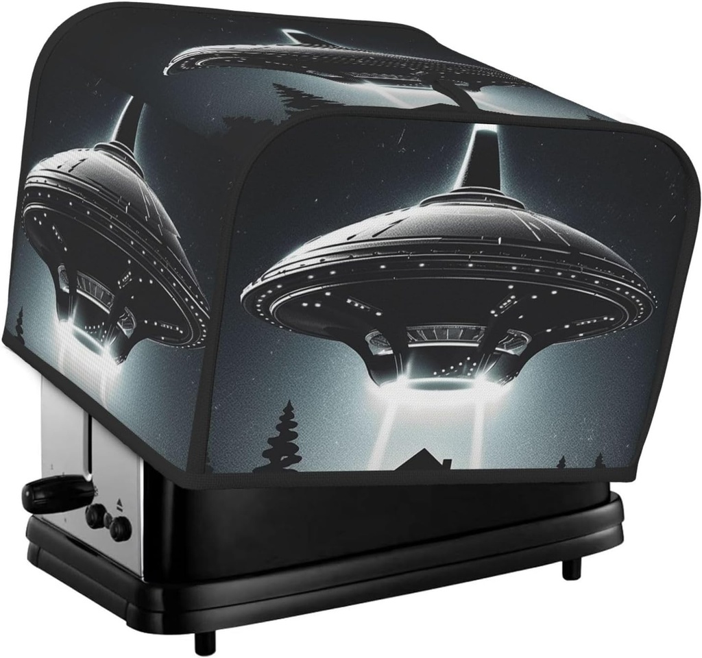 4 Slice Toaster Cover with Pocket Universal Size Toasters Dusts Covers Alien Spaceship Bread Machine Cover & Protection Bread Machine Protector Small Kitchen Appliance Covers