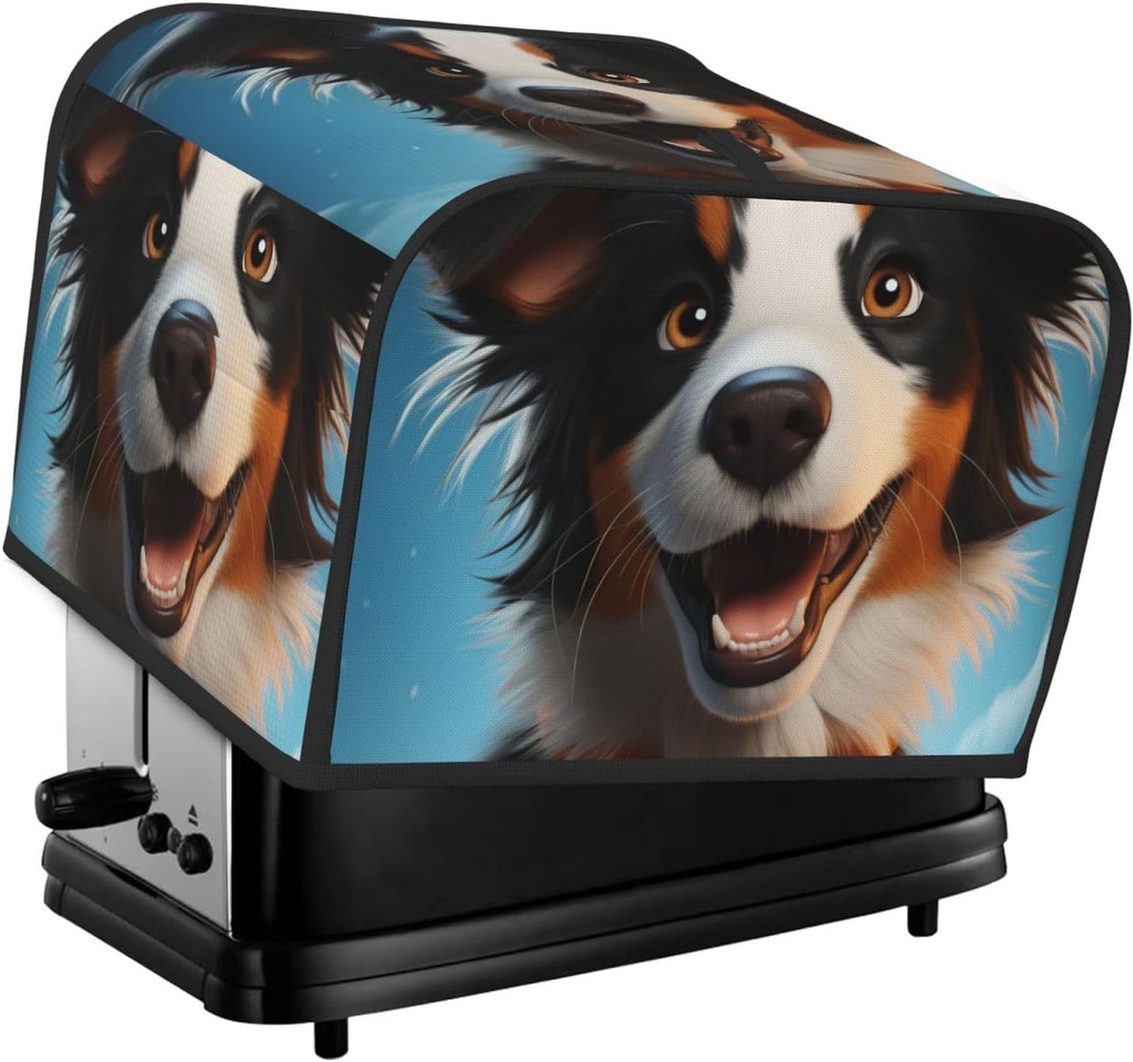 Oven Cover Kitchen Bread Machine Protector,4 Slice Toaster Cover For Home,Fingerprint Coaster Cover,Kitchen Small Appliance,Playful Smile Cute Dog