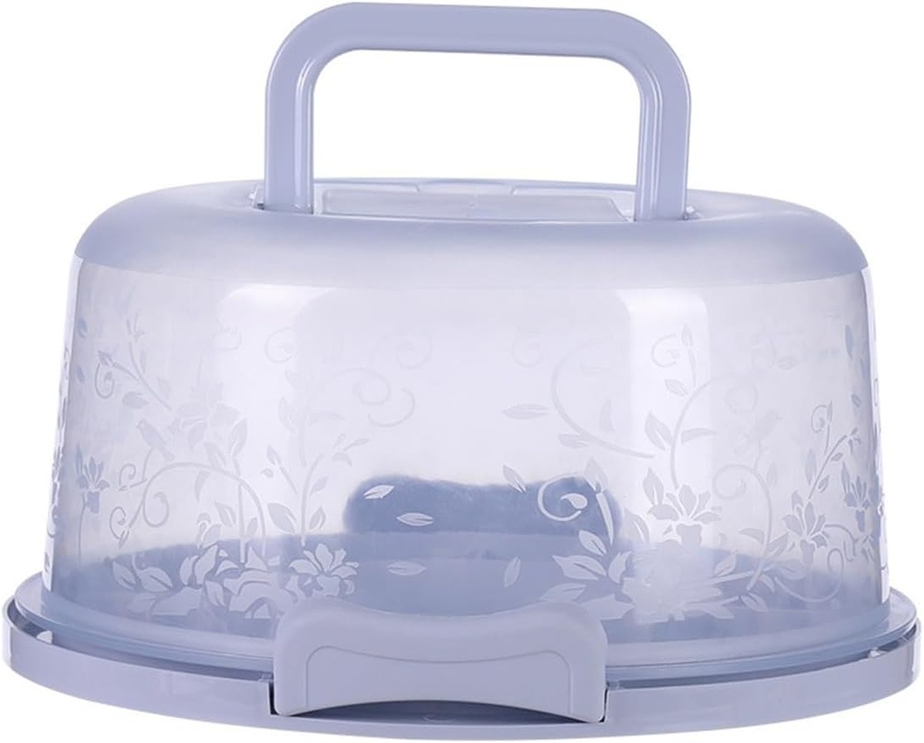 Transparent Round Cake Holder with Snap Locks for Easy For Transport and Stylish Display (Blue)