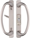 Rockwell Security Charlotte Center Key Locking Sliding Door Handle in Brushed Nickel Fits 1-3/4 Inch Thick Door with 3 Screw Holes