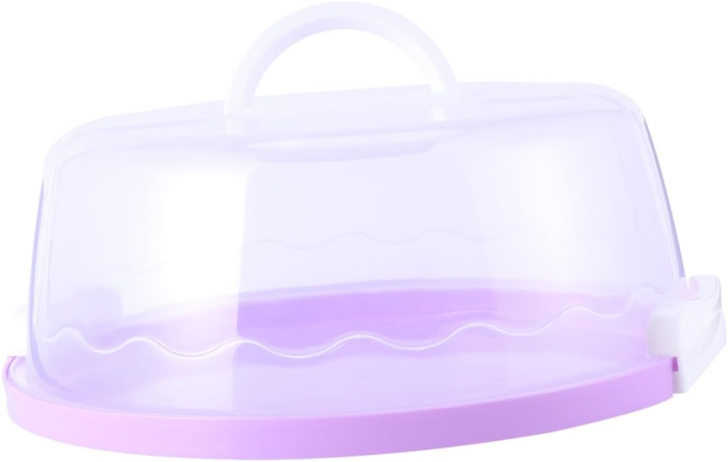 CHILDWEET Sealed Cake Box Round Cake Carrier Lid Plastic Packing Box Food Cover 10 Inch Easy to Operate Buckle