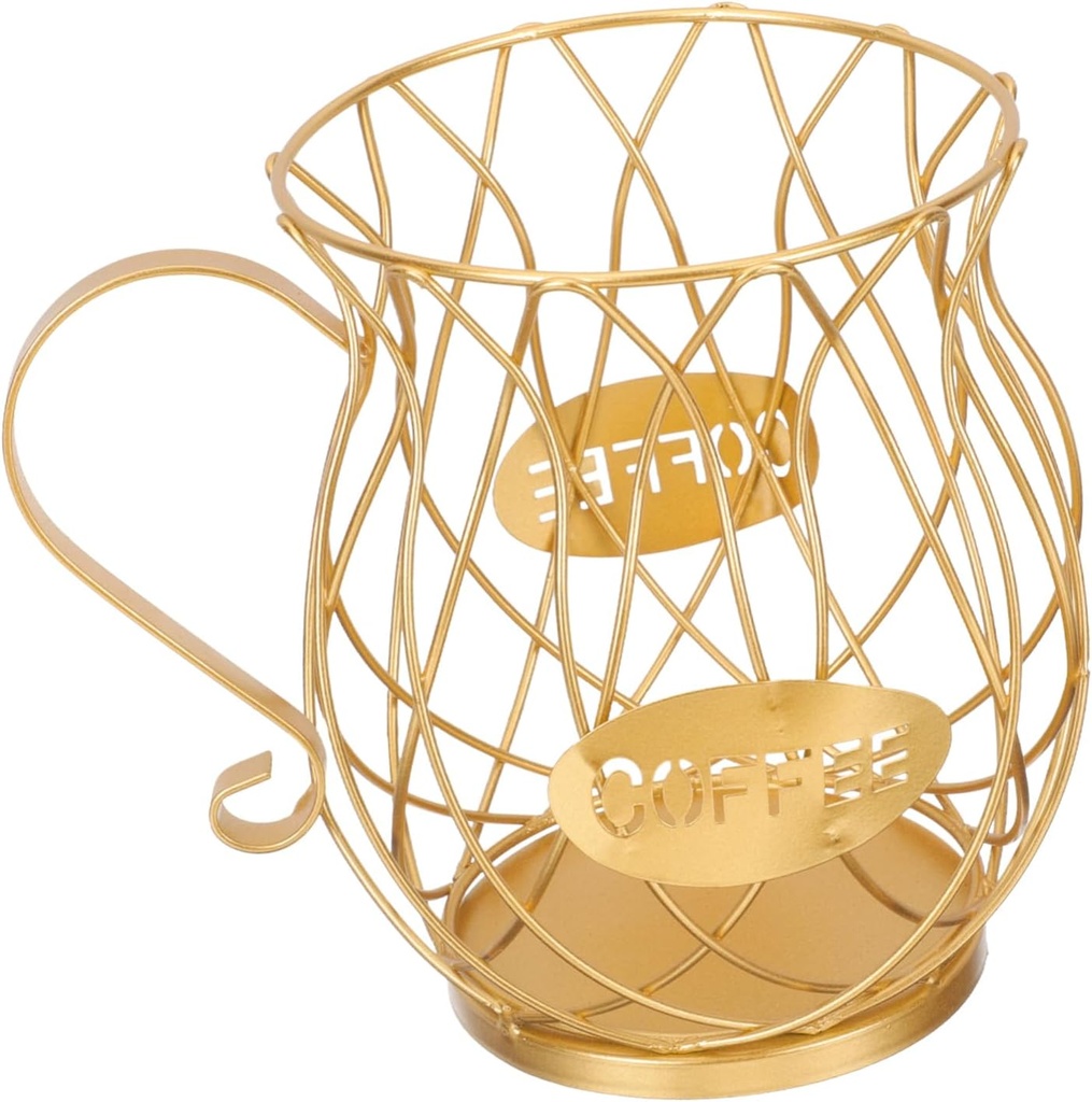 Veemoon Stylish Pod Holder and Storage Organizer - Elegant Metal Coffee Capsules Holder for Countertop Ideal for Home and Office Use Golden Finish