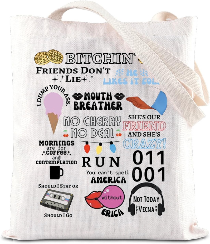 FOTAP Friends Don't Lie Inspire Tote Bag Eddies Fans Shoulder Bag ST Horror TV Series Lover Gift Demogorgons Gift