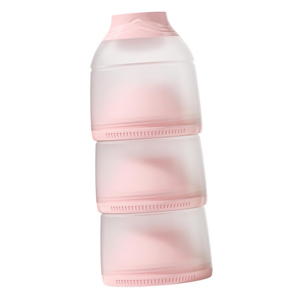 1set Detachable Milk Powder Dispenser Stackable Food Storage Container for Travel Snack Cups Easy to Open Portable Design Pink