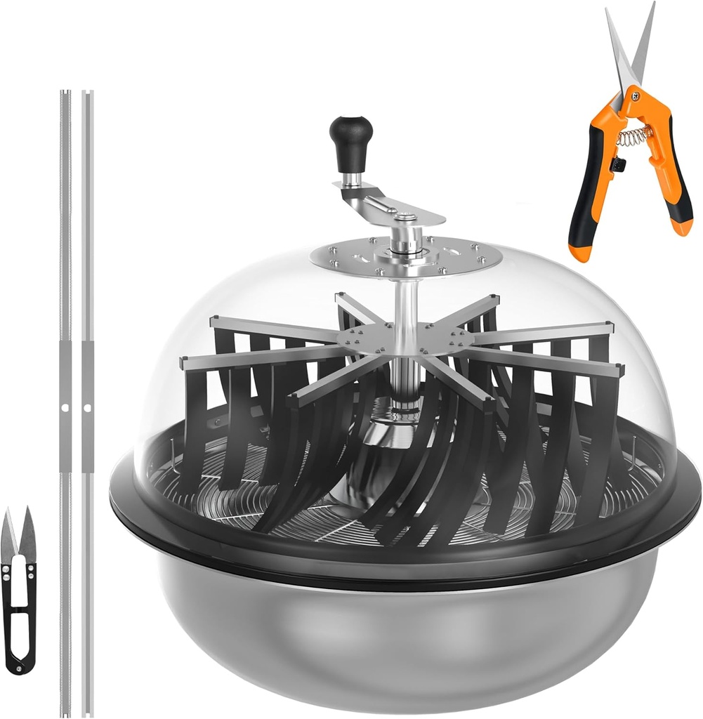 iPower 19 inch Bud Leaf Bowl Trimmer, Twisted Spin Cut with Clear Visibility Dome, Sharp Stainless Steel Blades, 6.5" Gardening Pruner Included for Hydroponics Flowers and Plants