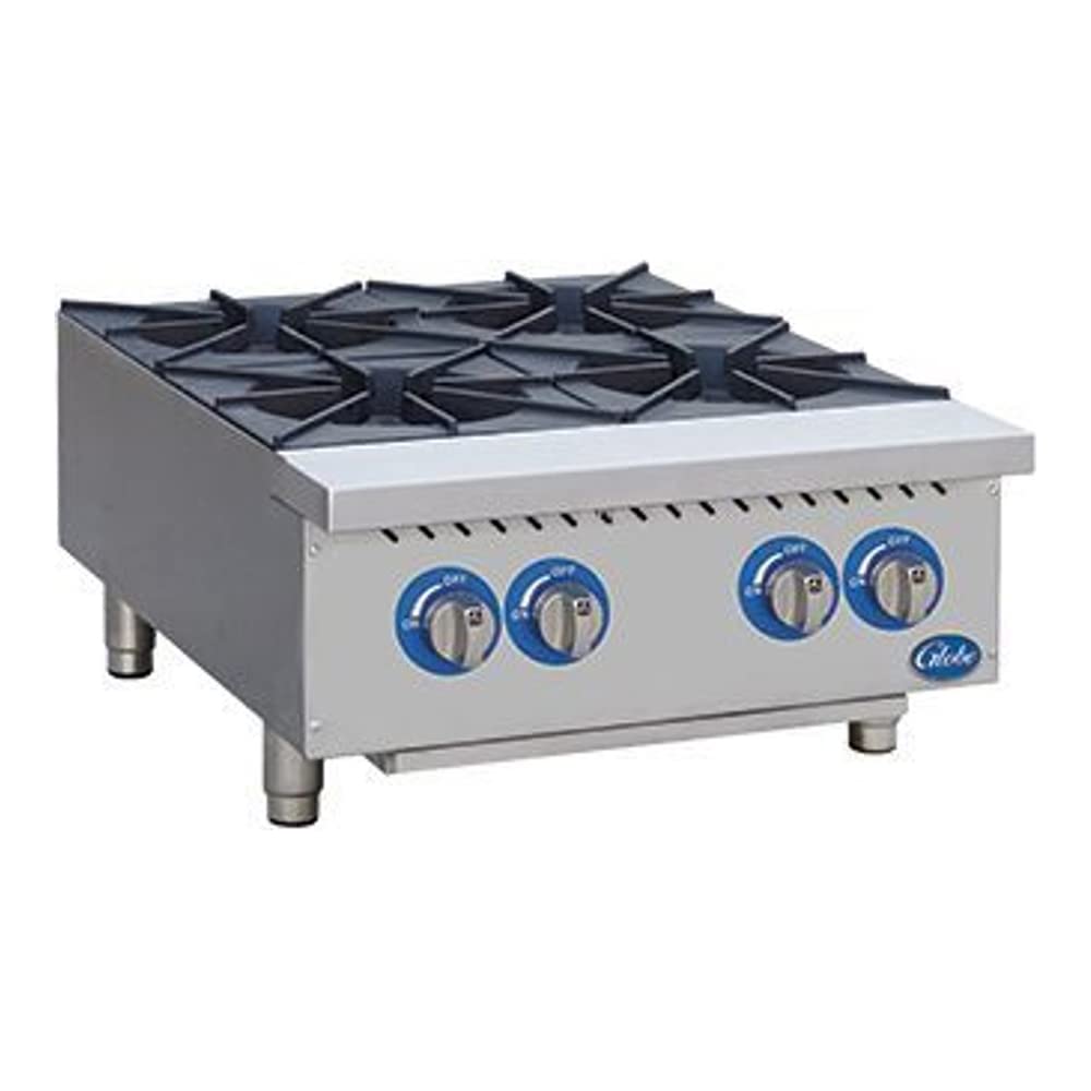 Globe GHP24G 24" Countertop Gas Hot Plate, (4) Burners