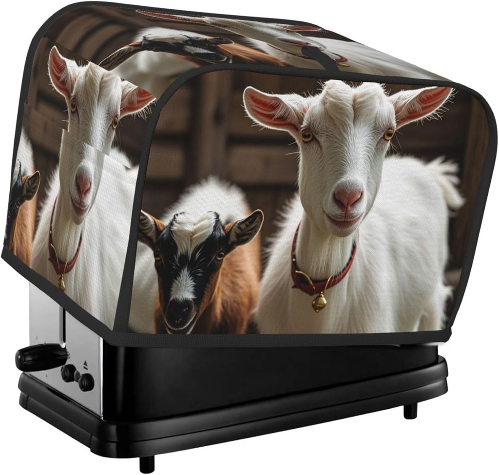 Cute Goat 2 Slice Toaster Covers Dustproof Splash-Proof Bread Machine Cover Fingerprint Protectors Small Washable Kitchen Appliance Cover Universal Size