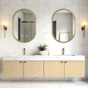 Bathroom Vanity - Floating Bathroom Vanity with Double Sinks Includes Rock Slab Ceramic Basin & Symmetrical Double Cabinets|Modern Log Style,LED Smart Defog Mirror(72IN)