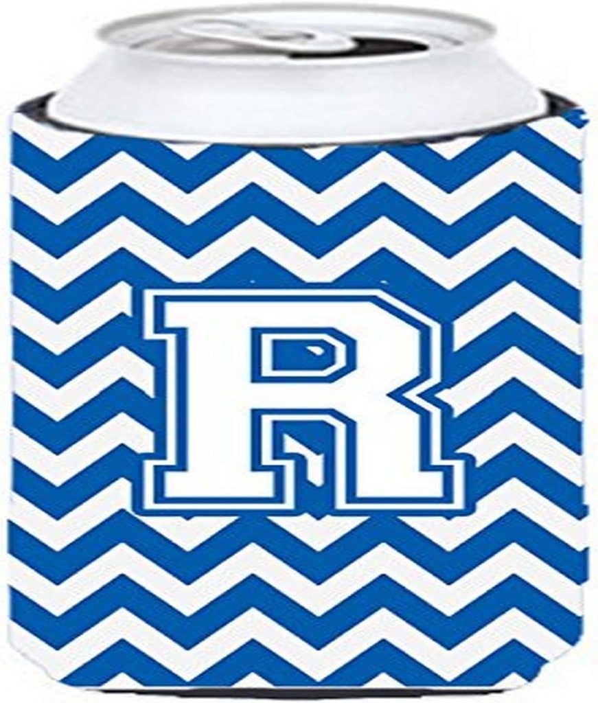 Caroline's Treasures CJ1045-RTBC Letter R Chevron Blue and White Tall Boy Hugger Can Cooler Sleeve Hugger Machine Washable Drink Sleeve Hugger Collapsible Insulator Beverage Insulated Holder