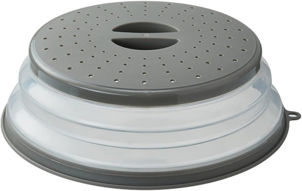 Upgraded Collapsible Microwave Lid, Vented Microwave Splatter Cover, 10.5 inches Plate Cover with Hook Hole, Vegetable Fruit Colander Multi-function Kitchen Gadget, BPA Free, Dishwasher Safe