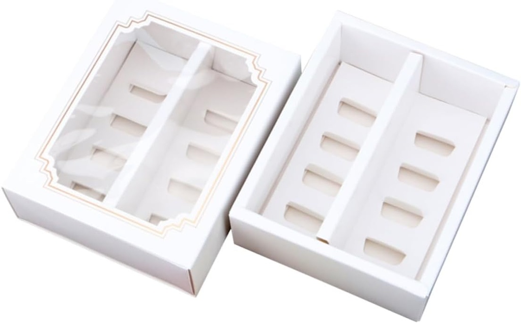 10pcs Eco-friendly Paper Macarons Boxes Window Cake Containers Inserts Muffin Carriers for Party