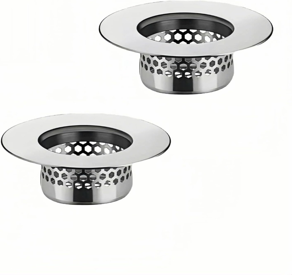 Bathroom Sink & Bathtub Drain Filter Strainer Set - 2 Pack Hair Catcher with Universal 1.25-1.6 Inch Drain Cover for Shower, Vanity, RV Sink - Anti-Clog, Easy-Clean, Gap-Free Design