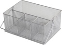YBM HOME Mesh Silver Condiment Caddy/Kitchen Supply, Utensil, Silverware Organizer Cutlery Holder Flatware Storage Napkin Holder (Silver, 1)