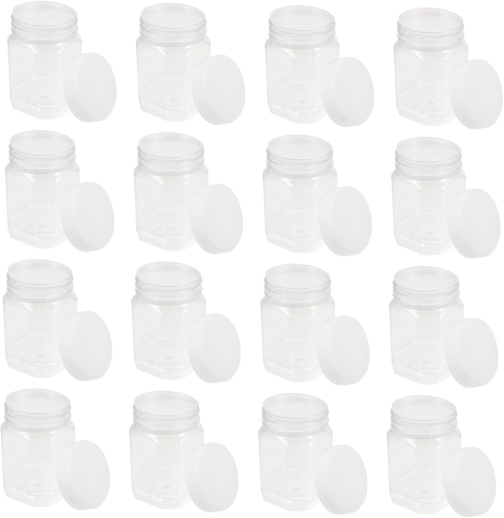 16pcs Transparent Honey Storage Bottles Food-grade Plastic Jars for Jam Spices Food and Candy for Parties and Daily Use