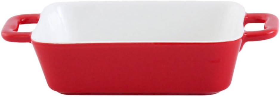 Ceramic Baking Tray for Oven and Microwave Versatile Baked Rice and Lasagna Dish Red Binaural Bakeware for Home and Restaurant Use