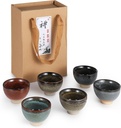6 Pcs Ceramic Tea Set, Chinese Kung Fu Tea Cups, Japanese Style Sake Cups, Ideal Gift for Tea Lovers