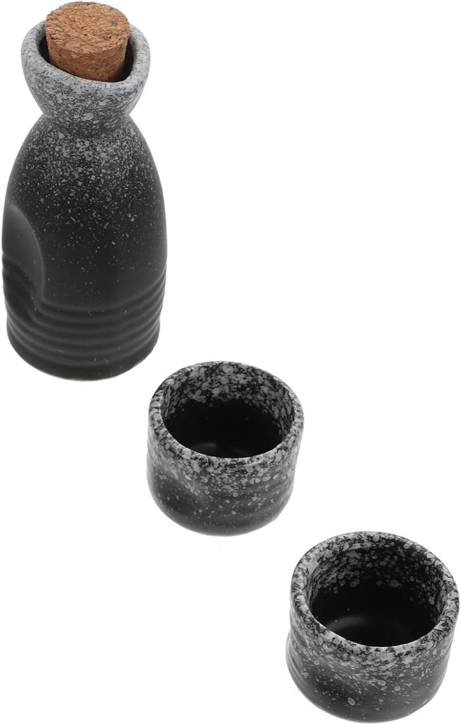 PRETYZOOM 1set Japanese Style Sake Set Ceramic Wine Pot Two Sake Cups for Housewarming and Japanese Culture Enthusiasts