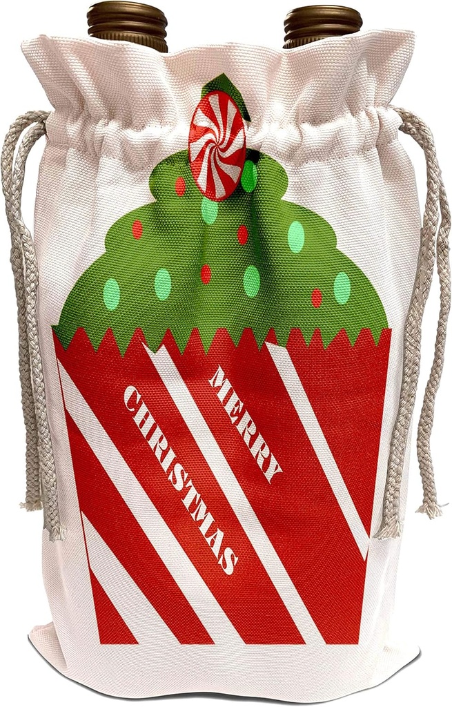 3dRose Florene Holiday Graphic - A Special Christmas Cupcake - Wine Bag (wbg_61872_1)