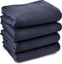 Sure-Max 4 Moving & Packing Blankets - Pro Economy - 80" x 72" (35 lb/dz Weight) - Professional Quilted Shipping Furniture Pads Navy Blue and Black