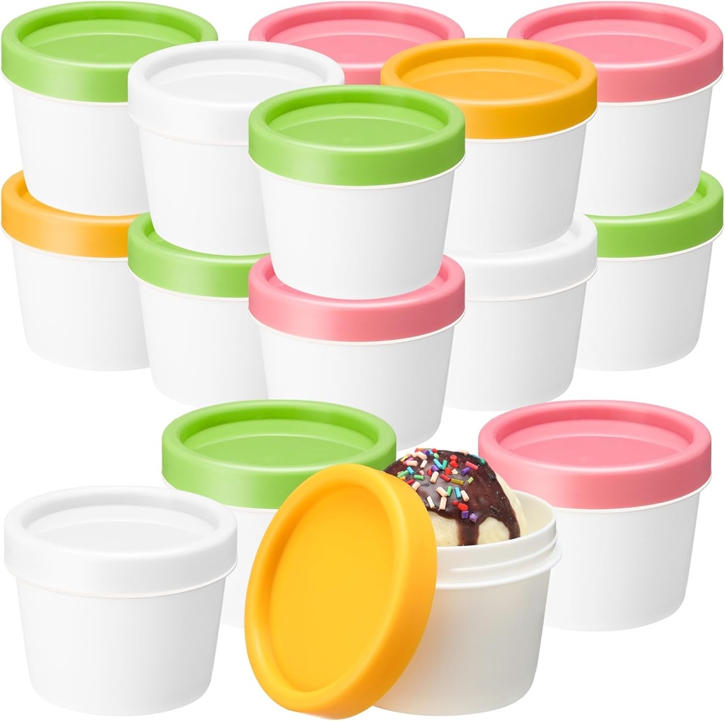 50 Pack 3oz Mini Homemade Ice Cream Containers with Lids Freezer Storage Tub Homemade Ice Cream Container Reusable Leakproof Plastic Dessert Bowls for Sorbet