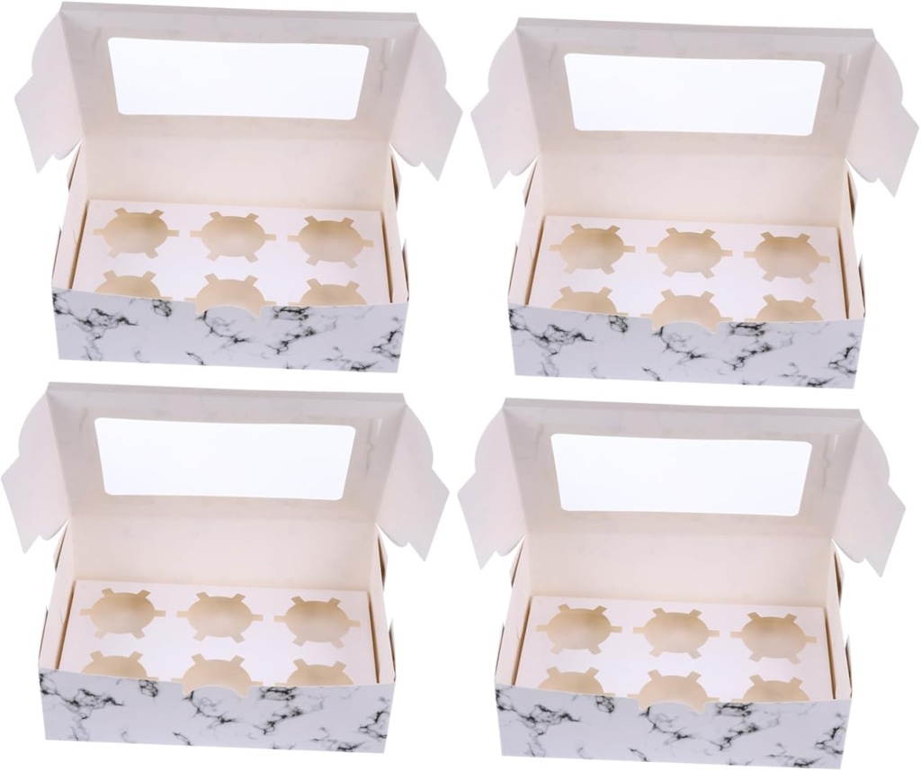 10pcs Egg Tart Cake Muffin Boxes Marbled Design Window Cupcake Container Paper Food-grade Event-ready