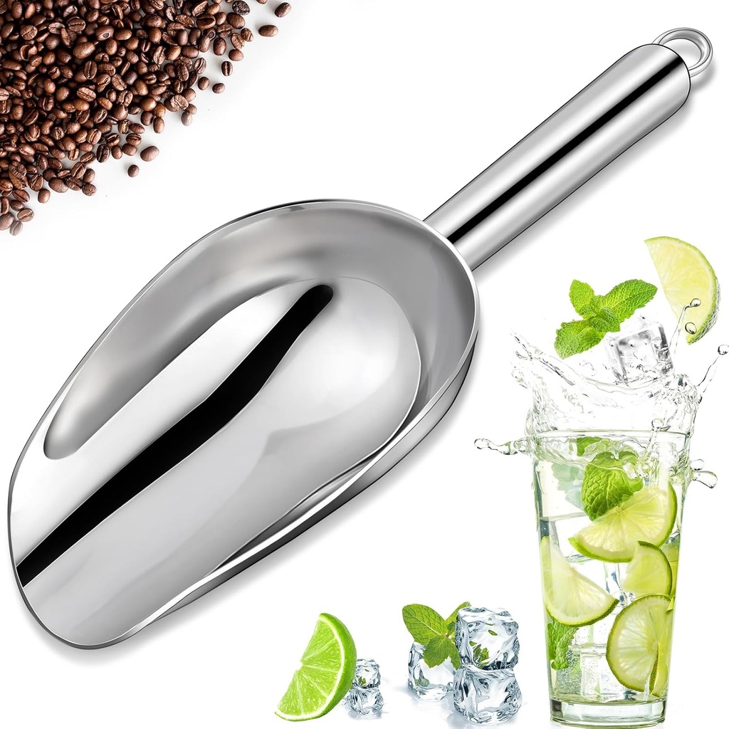 Premium Ice Scoop for Freezer - Multipurpose Metal Ice Scoop for Ice Machine - Stainless Steel Small Ice Scooper for Ice Bucket - Kitchen Gadgets Cookie Flour Pet Dog Food Scoop (3oz)