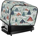 4 Slice Toaster Cover,Cute Winter Farmhouse Scene Small Kitchen Appliance Bread Machine Cover with Pockets,Dust & Fingerprint Protection
