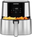 Chefmaan TurboFry Air Fryer, 8 Quart Capacity with Stainless Steel Finish, Basket Divider for Dual Cooking, 4 Presets, Digital Touch Control, Dishwasher Safe, 1700W, Compact Design