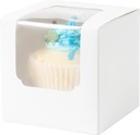 ihomecooker 25 Pcs Single White Cupcakes Containers Gift Boxes with Window Inserts Handle for Wedding Candy Boxes (25P-White)