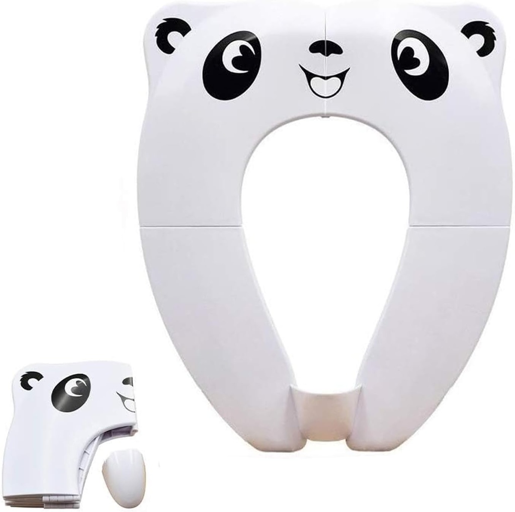 DILSIAI Panda Silicone Travel Portable Toilet Seat for Kids, Folding Silicone Design, Soft Non-Slip Seat Cover for Toddlers (White)
